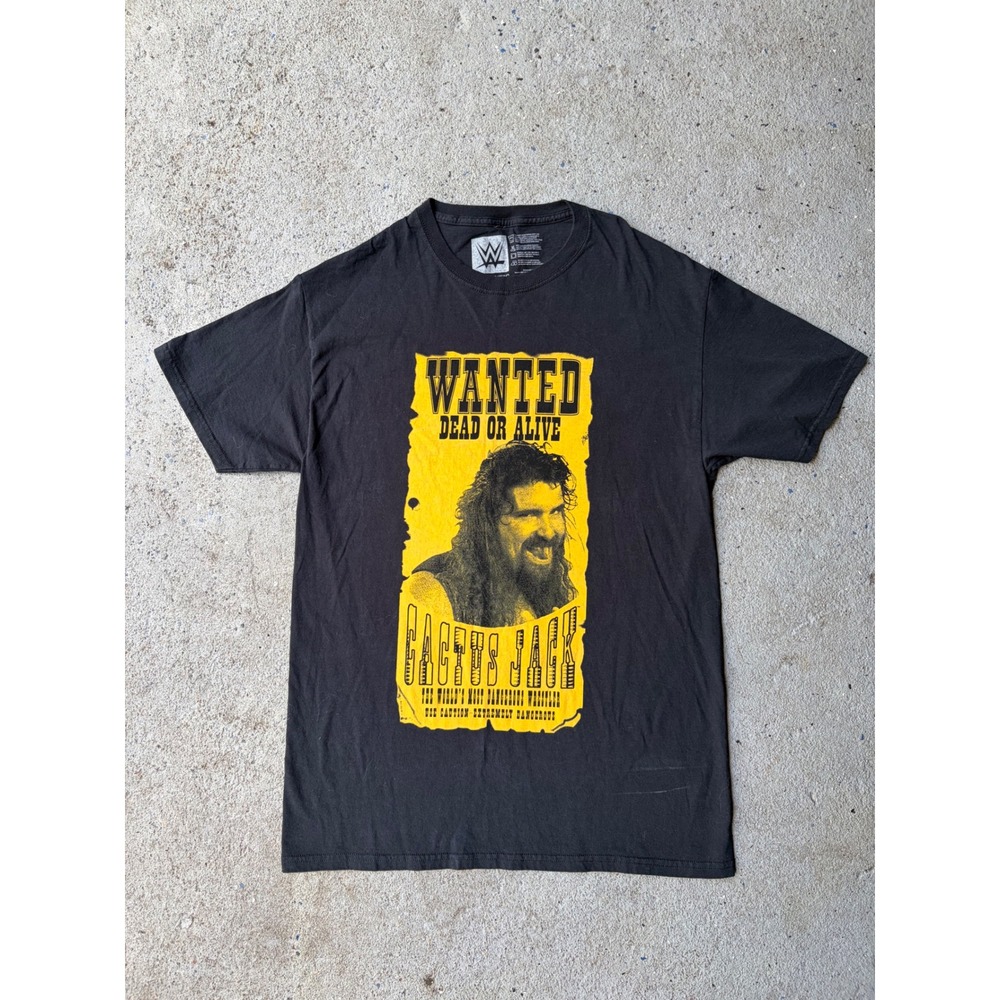 WWE Authentic Cactus Jack Wanted Dead or Alive Graphic T-Shirt Mens Medium Black